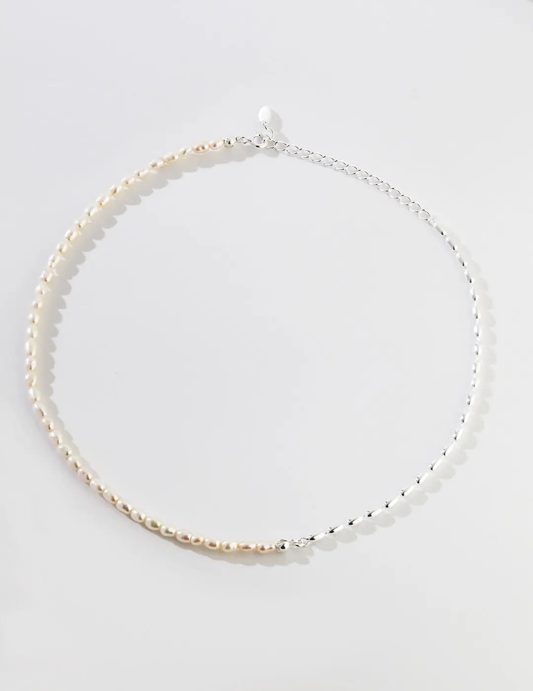 Minimalist Rice Bead Chain Asymmetric Necklace-1