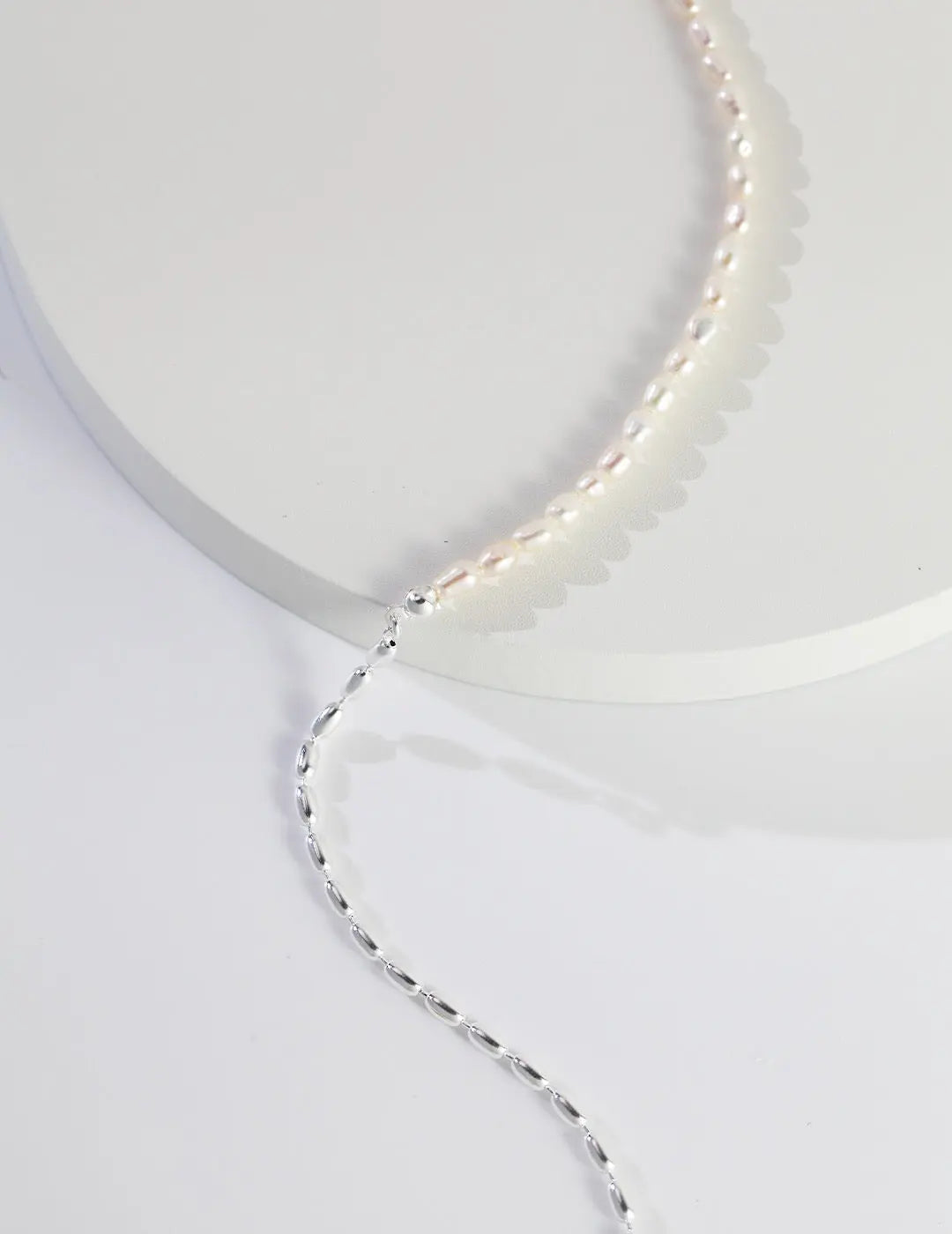 Minimalist Rice Bead Chain Asymmetric Necklace-3