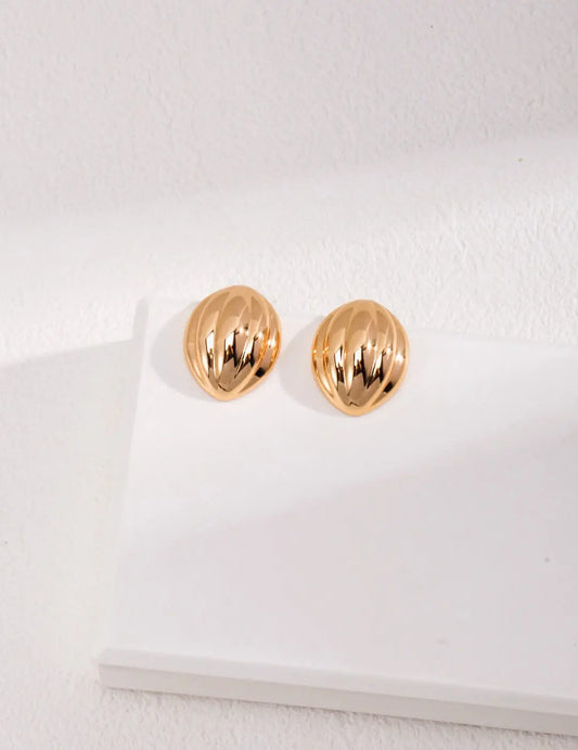 Minimalist Striped Oval Earrings-0