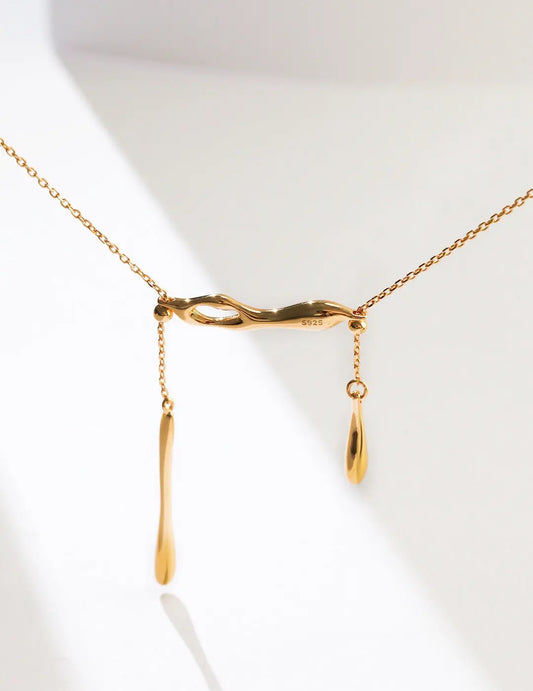 Minimalist Water Droplets Style Necklace-0