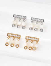 Minimalist Zircon Bar Drop Earrings-0