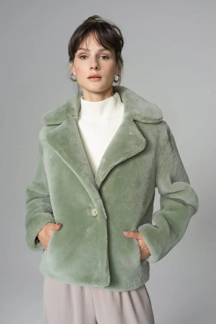 Mint Merino Sheepskin Fur Jacket-0