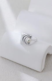 Modern Ripple Pearl Statement Ring-5