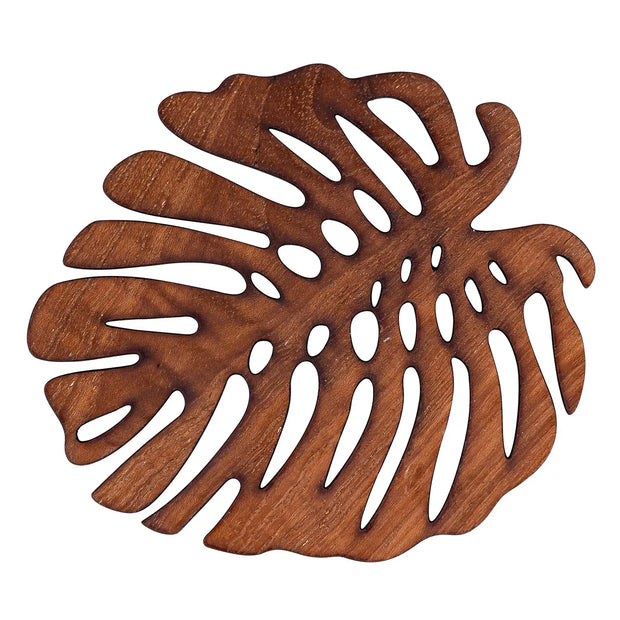 Monstera Upcycled Teak Wood Coasters - Set of 2 or 4 - Memoriex 