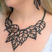 Monstera Leaf Upcycled Inner Tube Statement Necklace-1