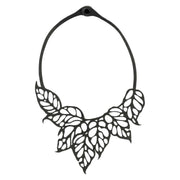 Monstera Leaf Upcycled Inner Tube Statement Necklace-0