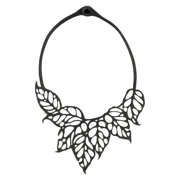 Monstera Leaf Upcycled Inner Tube Statement Necklace-0