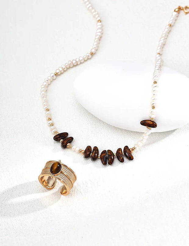 Moonlit Pearl & Czech Glass Artisan Necklace-1