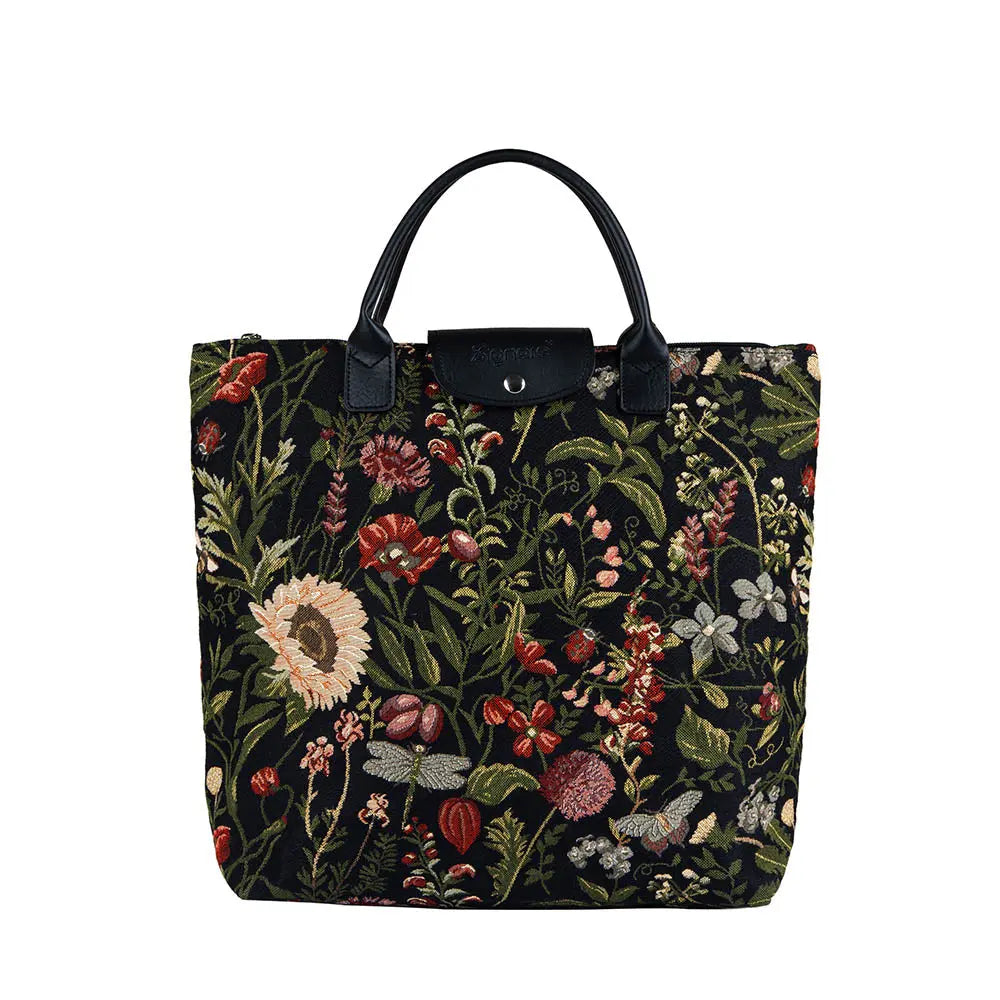 Morning Garden Black - Foldaway Bag-0