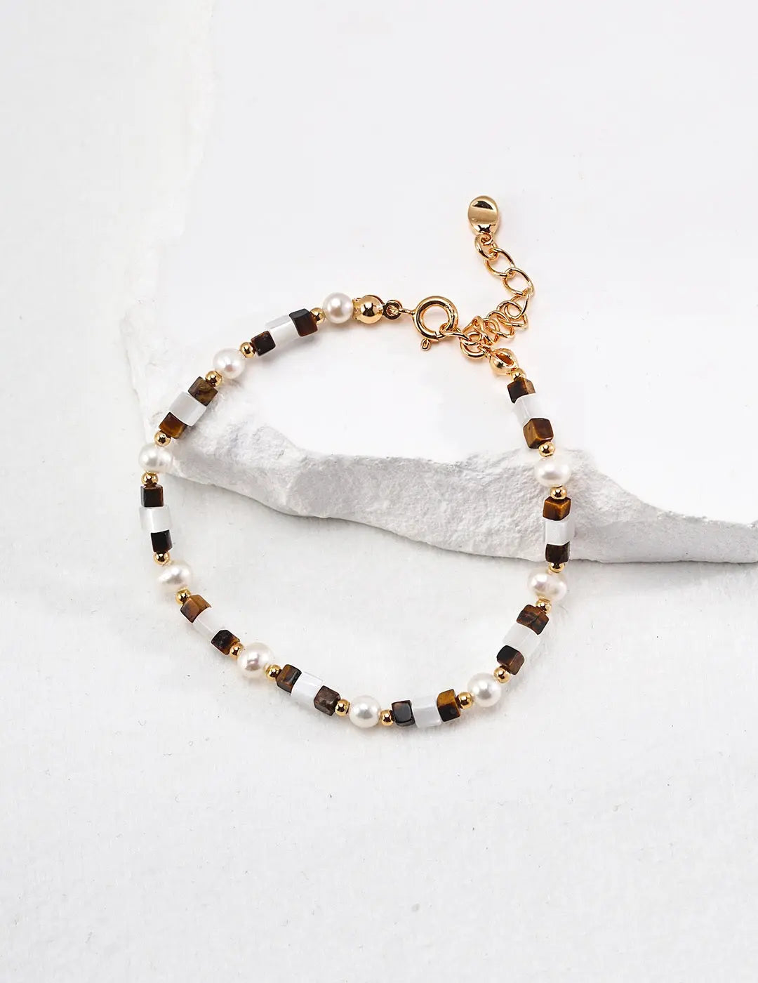 Mother Of Shell Tiger Eye Stone Bracelet-1