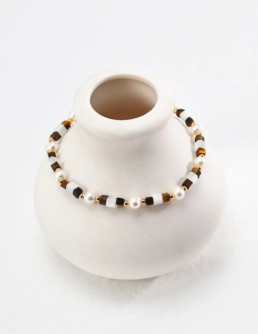 Mother Of Shell Tiger Eye Stone Bracelet-2