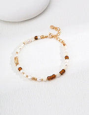 Mother-of-Pearl Czech Glass and Pearl Bracelet-0