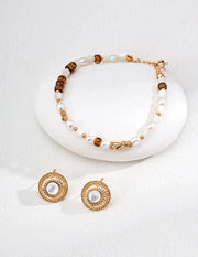 Mother-of-Pearl Czech Glass and Pearl Bracelet-2