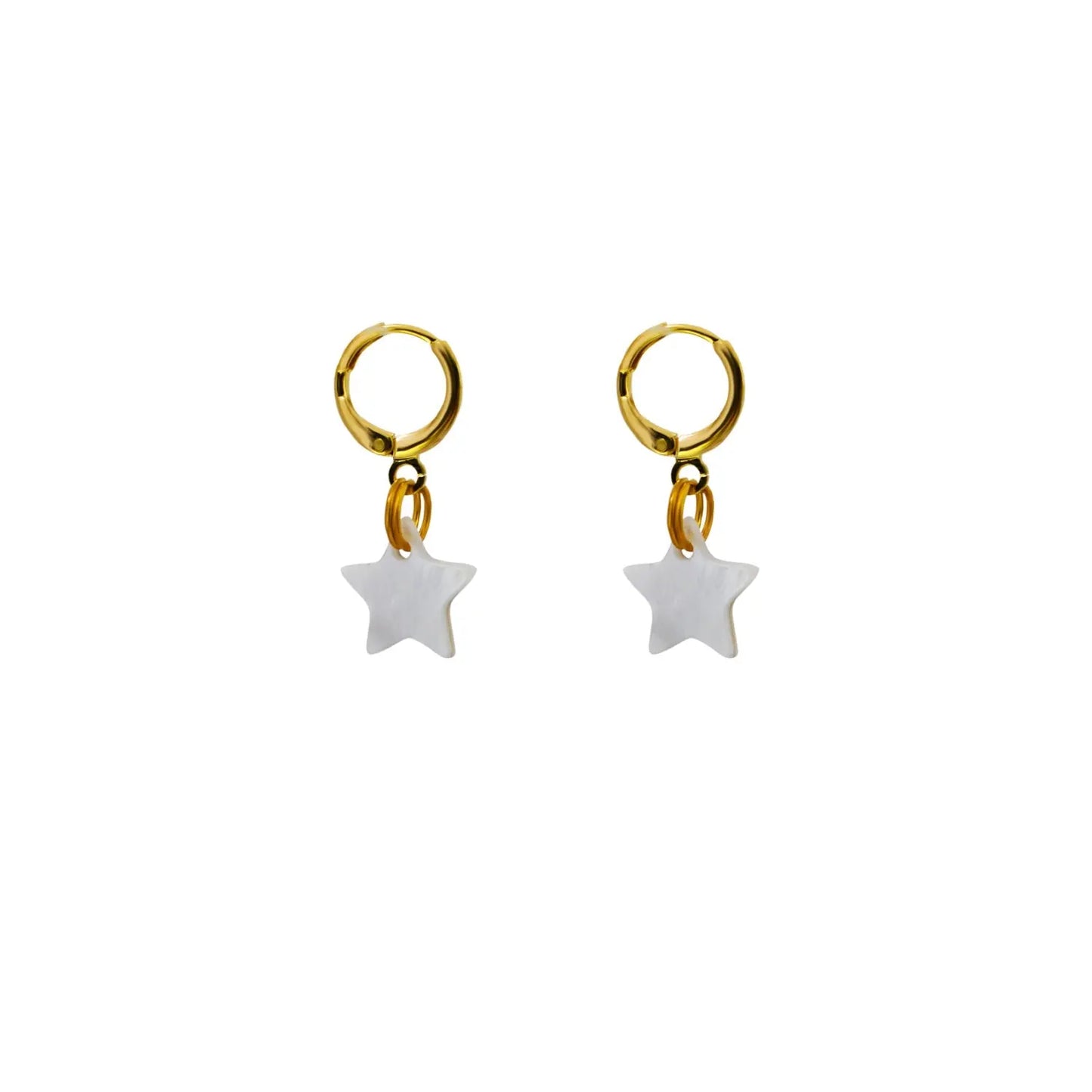 Mother of Pearl Star Huggie Earrings | by Ifemi Jewels - Memoriex