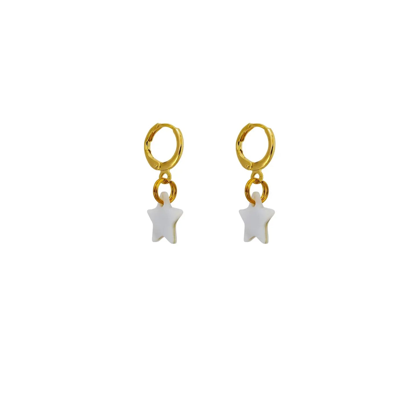 Mother of Pearl Star Huggie Earrings | by Ifemi Jewels - Memoriex