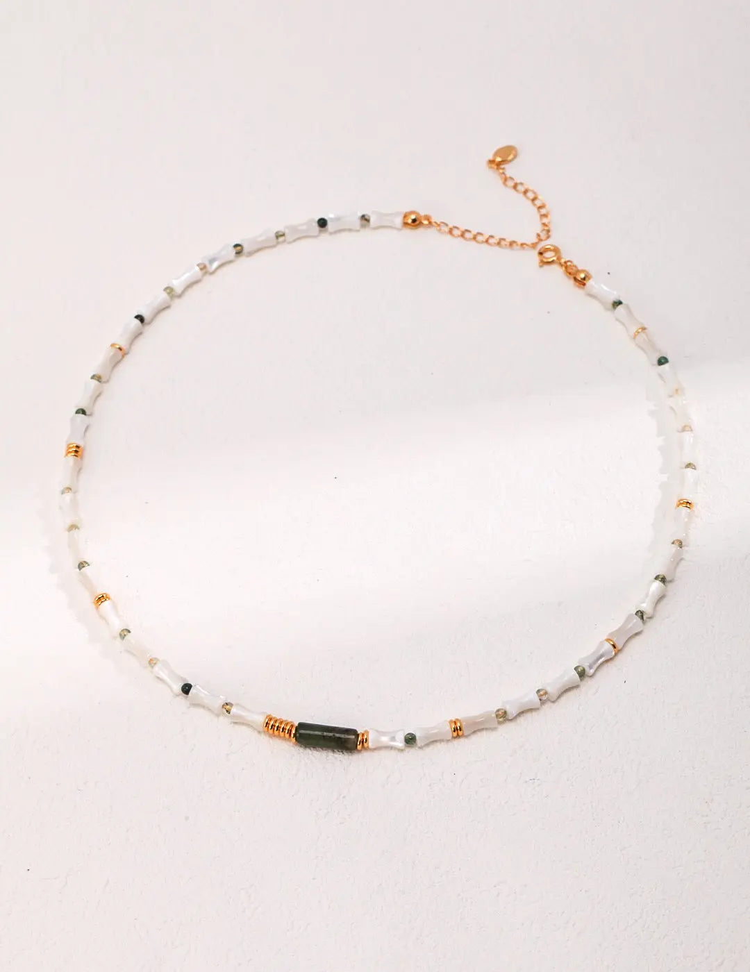 Mother-of-pearl Bamboo Beaded Necklace-0