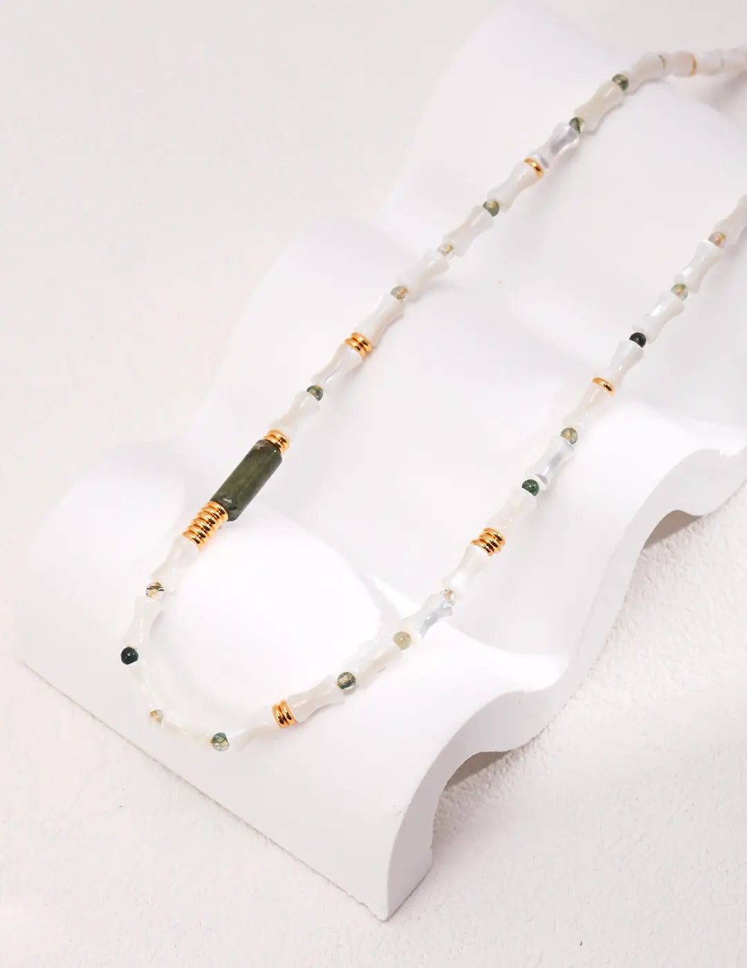 Mother-of-pearl Bamboo Beaded Necklace-1