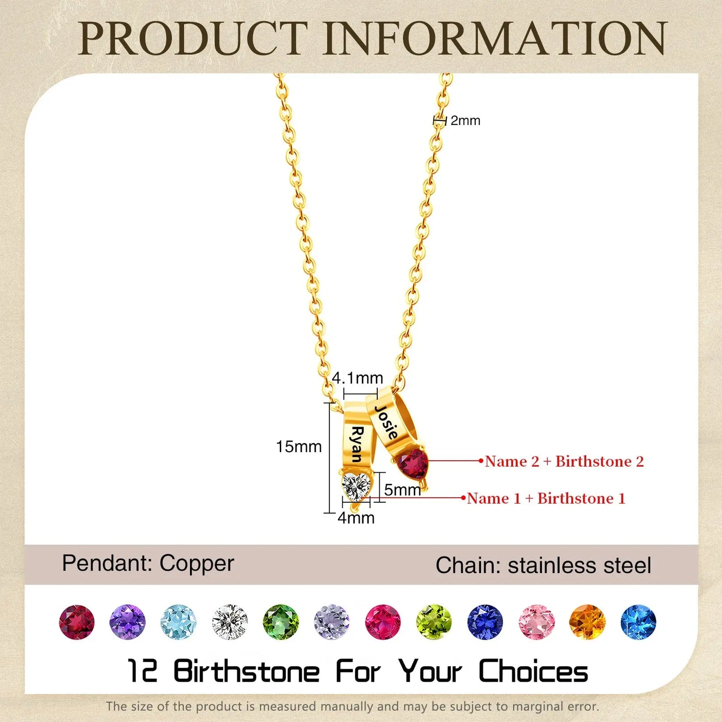 Mother's Day Birthstone Necklace-5