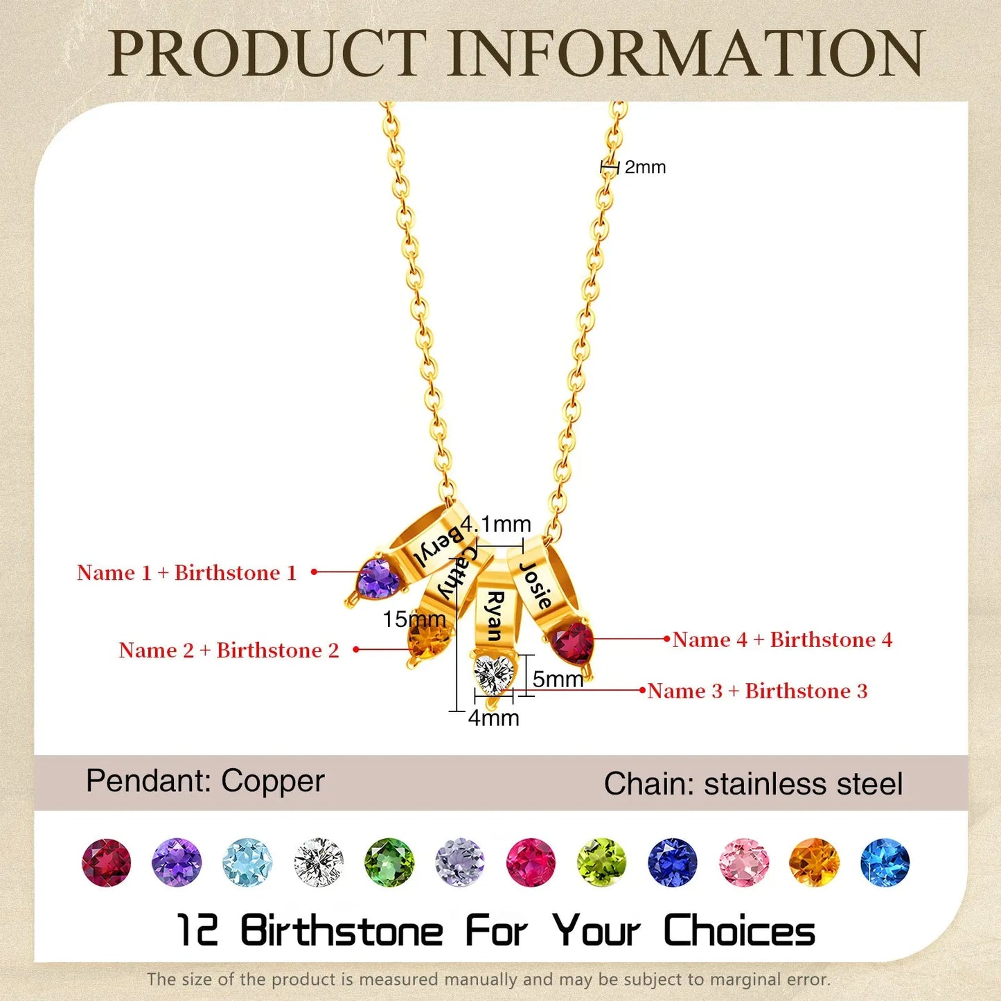 Mother's Day Birthstone Necklace-7