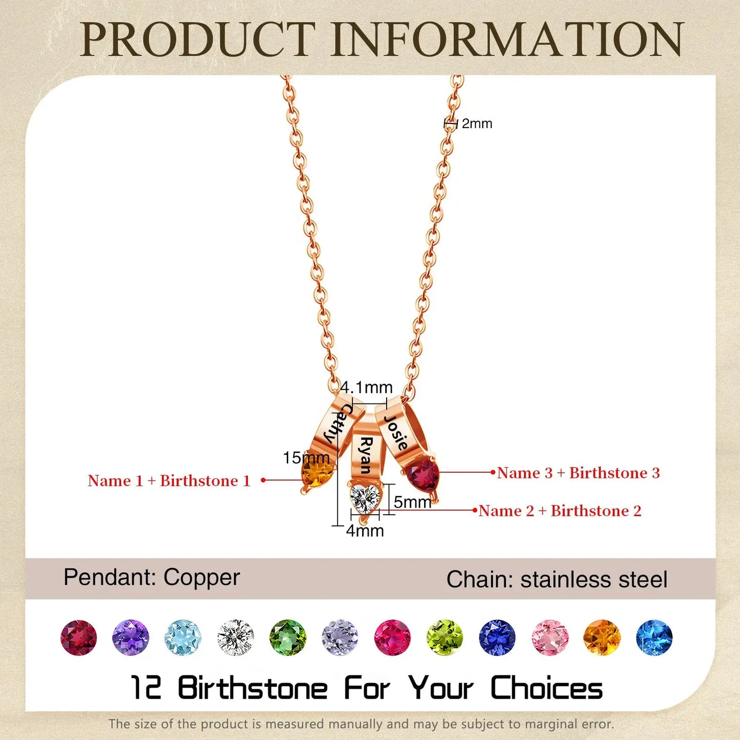 Mother's Day Birthstone Necklace-11