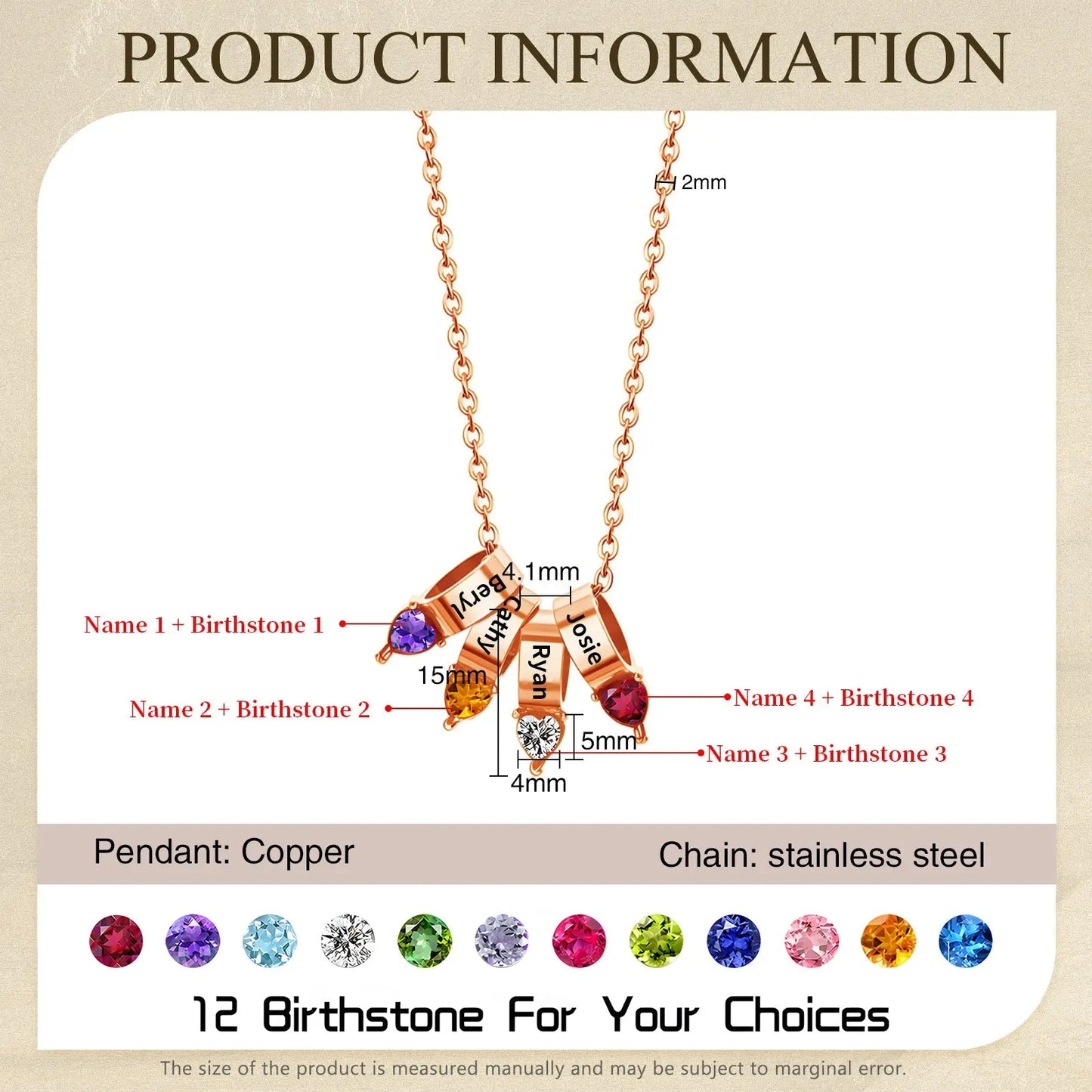 Mother's Day Birthstone Necklace-12