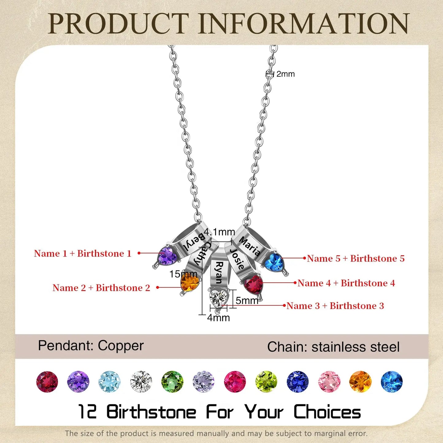 Mother's Day Birthstone Necklace-18