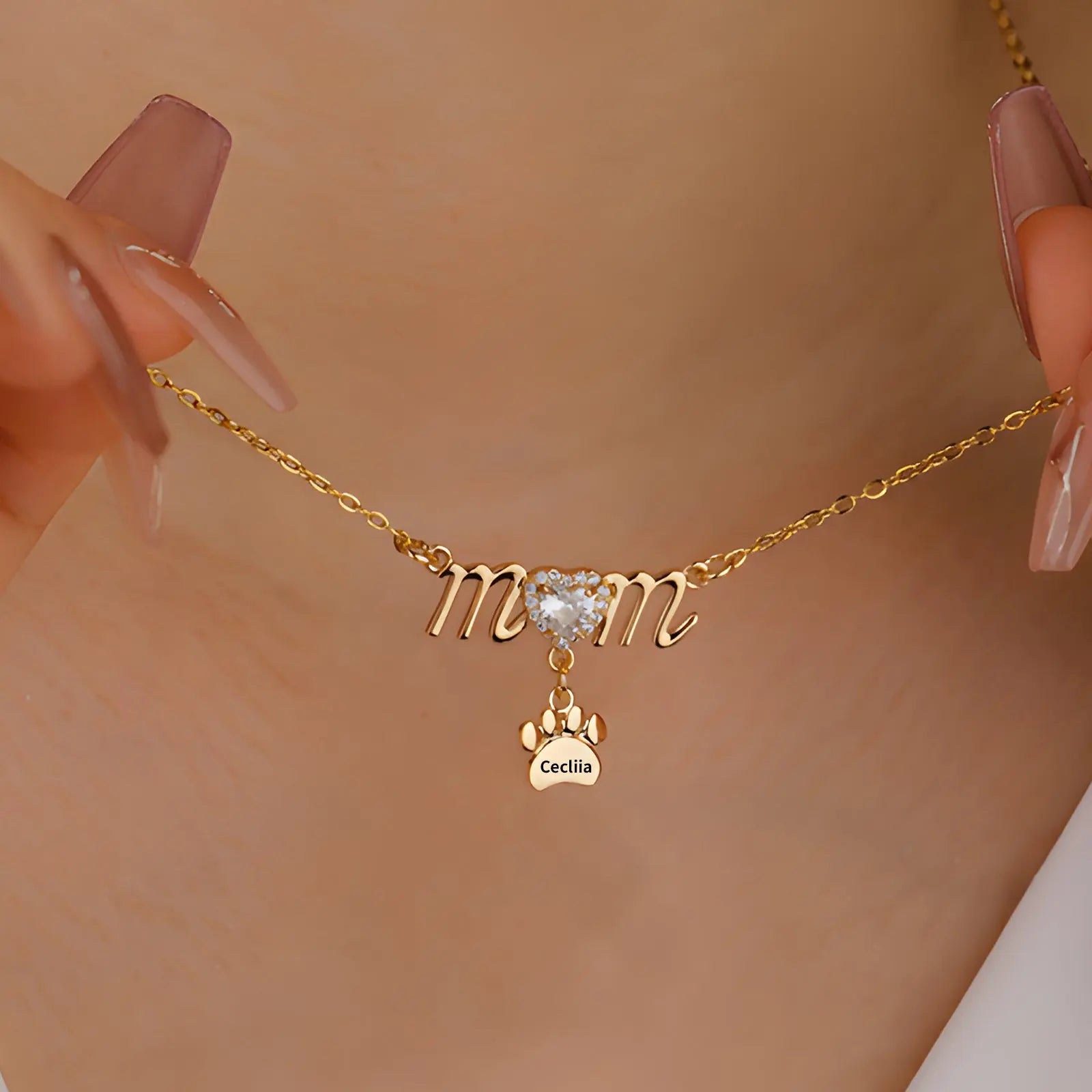 Mother's Day Paw Shape Necklace-3