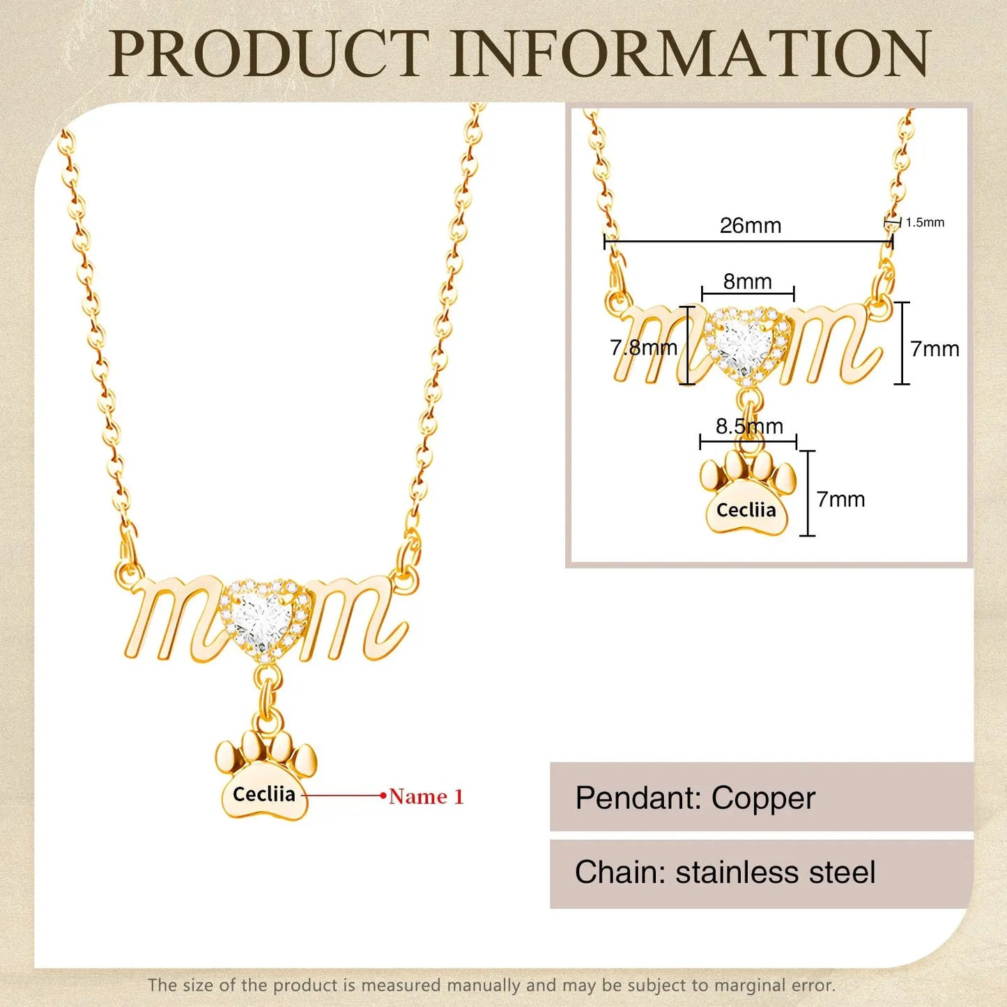 Mother's Day Paw Shape Necklace-4