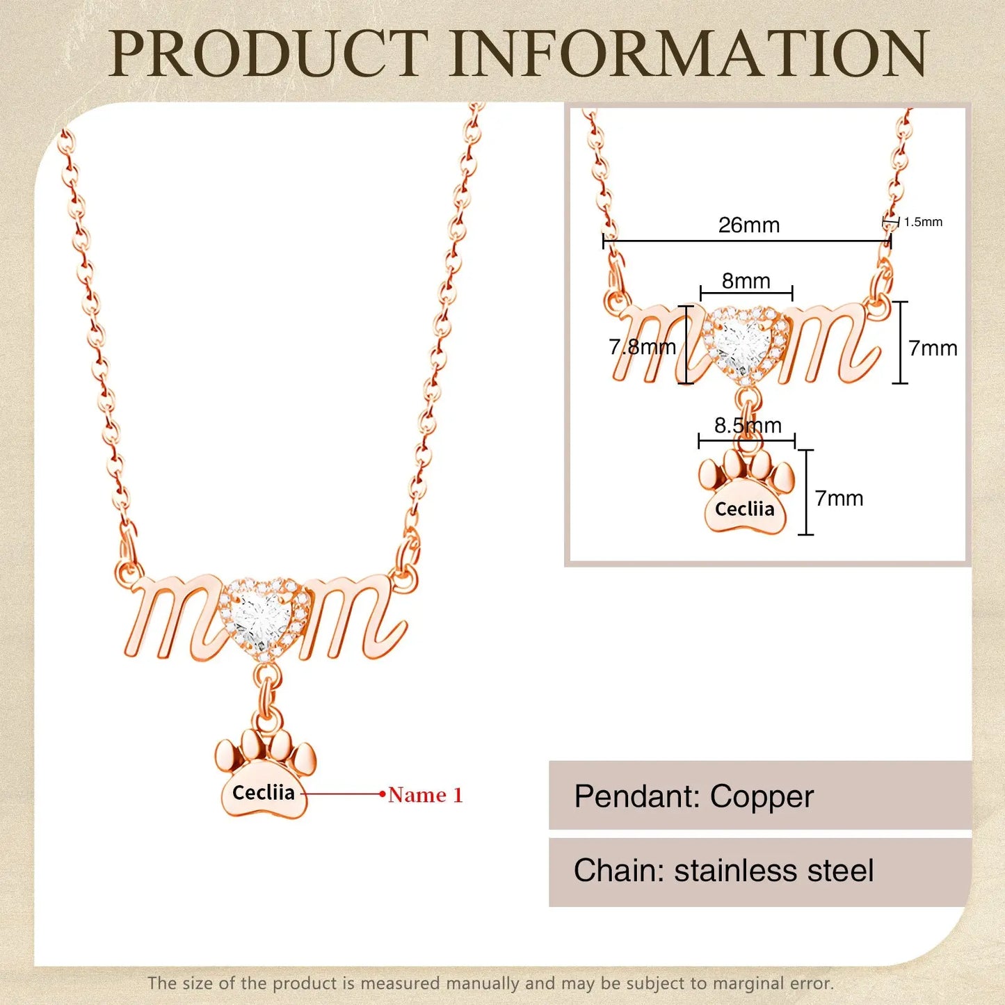 Mother's Day Paw Shape Necklace-9