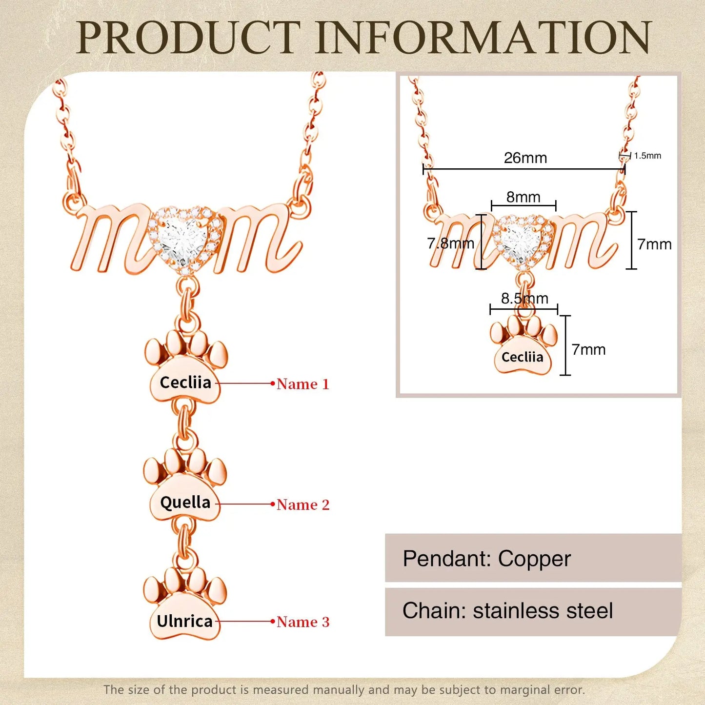 Mother's Day Paw Shape Necklace-11