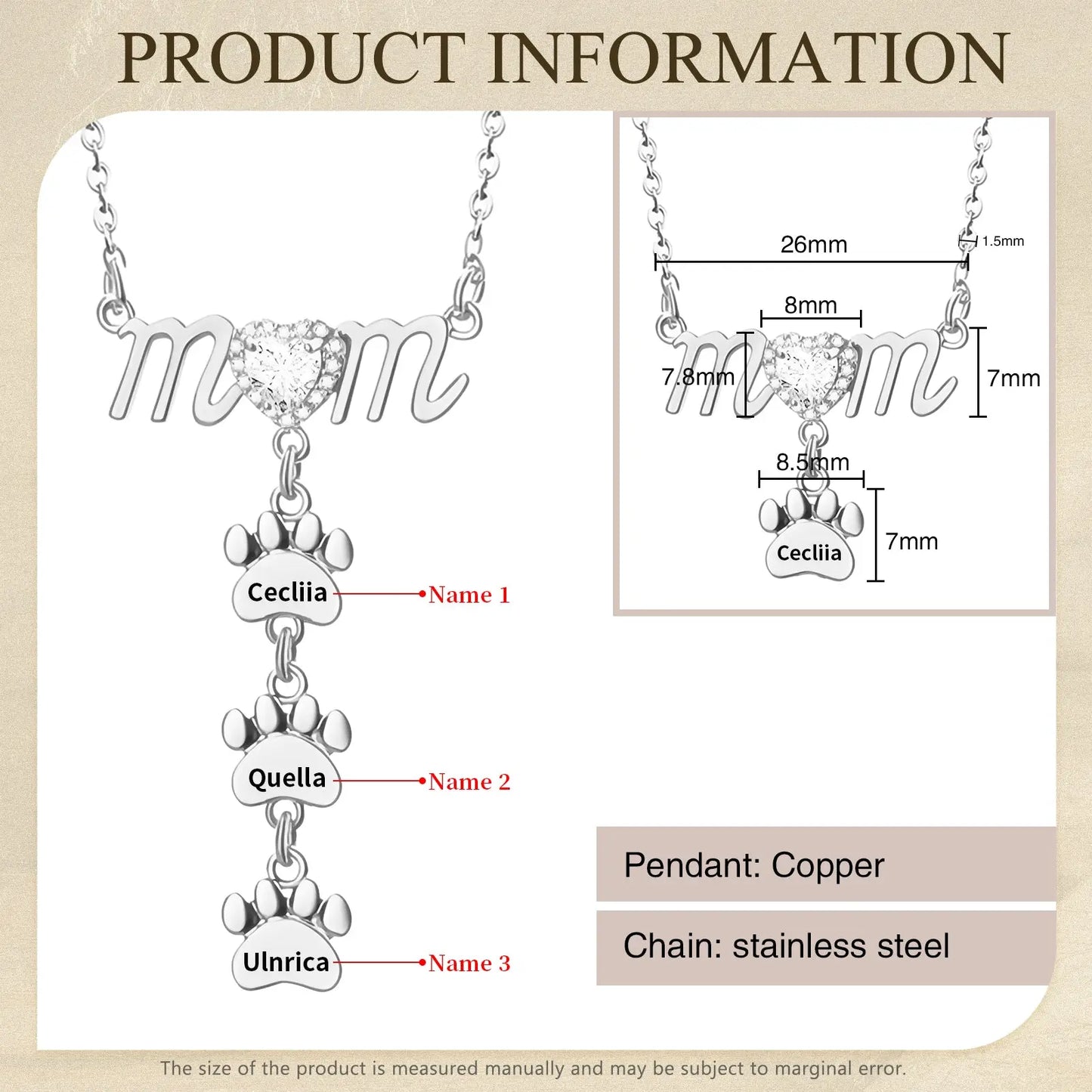 Mother's Day Paw Shape Necklace-16