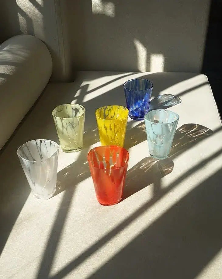 Mouth Blown Colored Monochrome Spot Tumbler Set of 6 ( $16.6 Each )-0