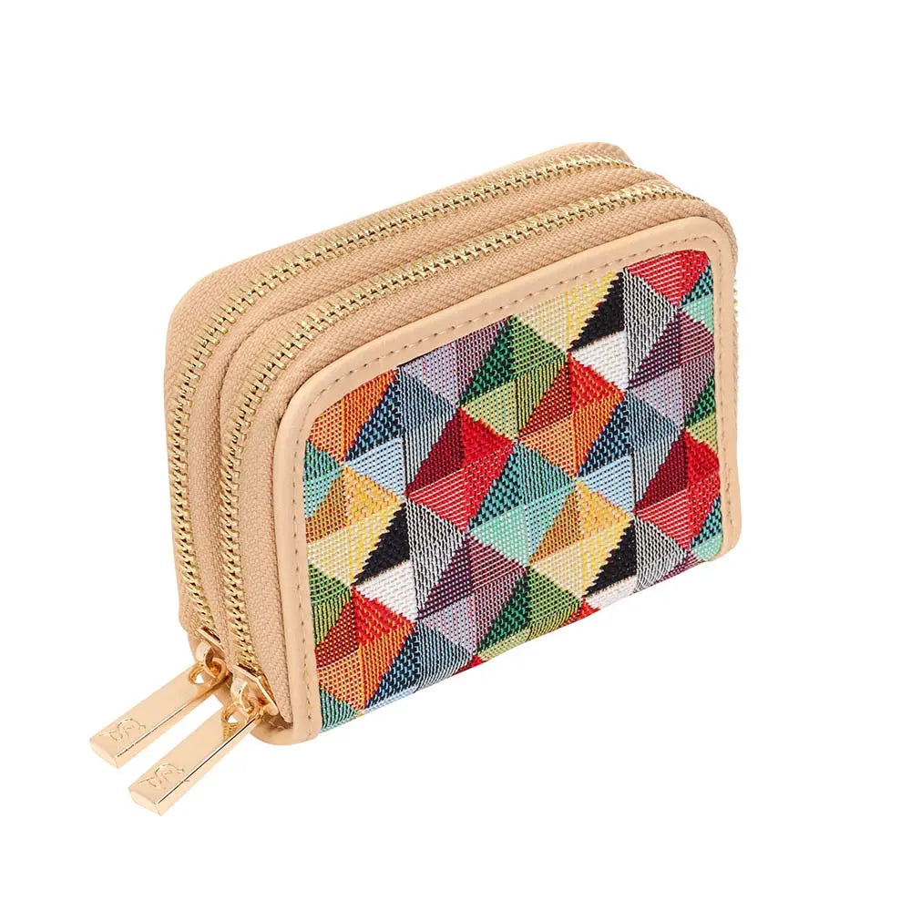 Multi Coloured Triangle - Double Zip Purse-0