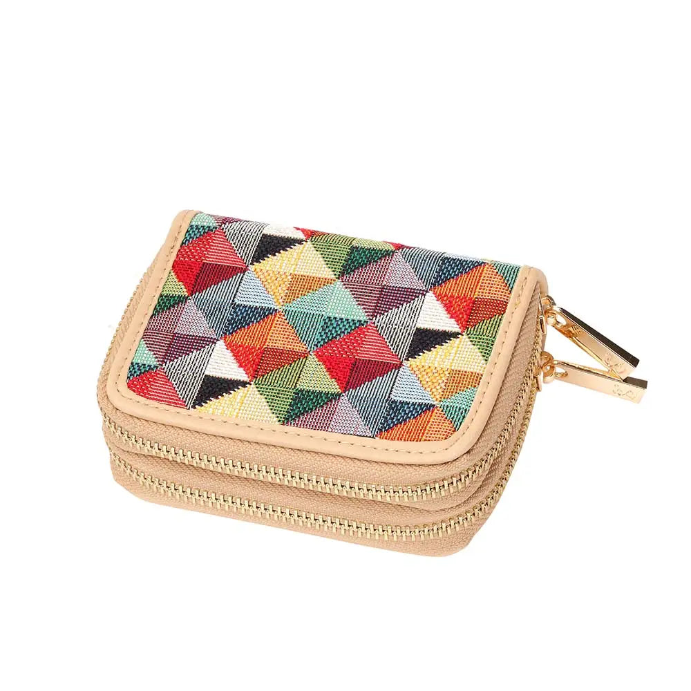 Multi Coloured Triangle - Double Zip Purse-1