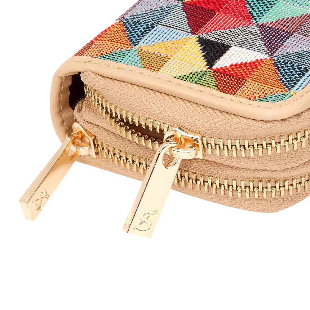 Multi Coloured Triangle - Double Zip Purse-3