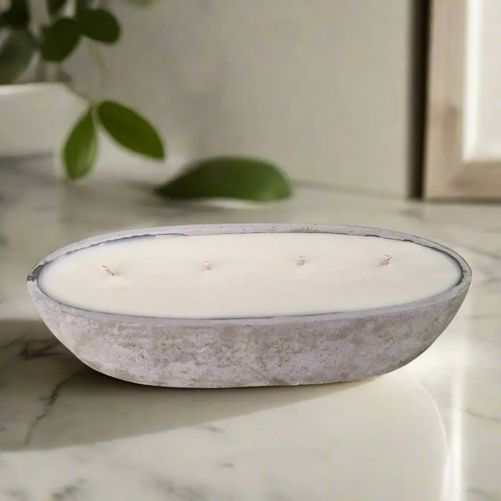 Multi Wick Concrete Oval Loaf Bowl Candle - Memoriex 