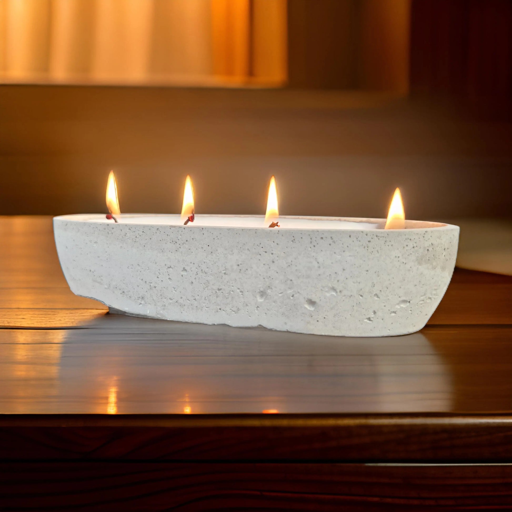 Multi Wick Concrete Oval Loaf Bowl Candle - Memoriex 