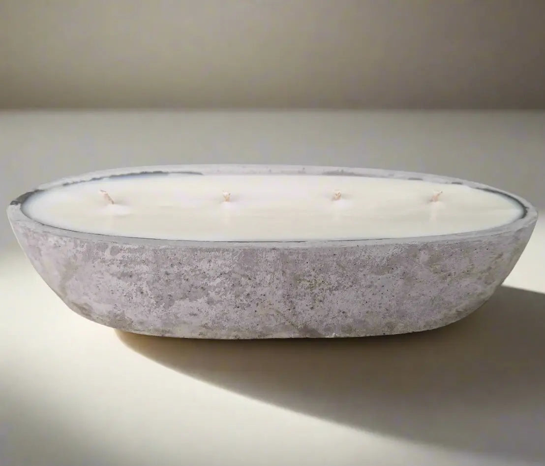 Multi Wick Concrete Oval Loaf Bowl Candle - Memoriex 