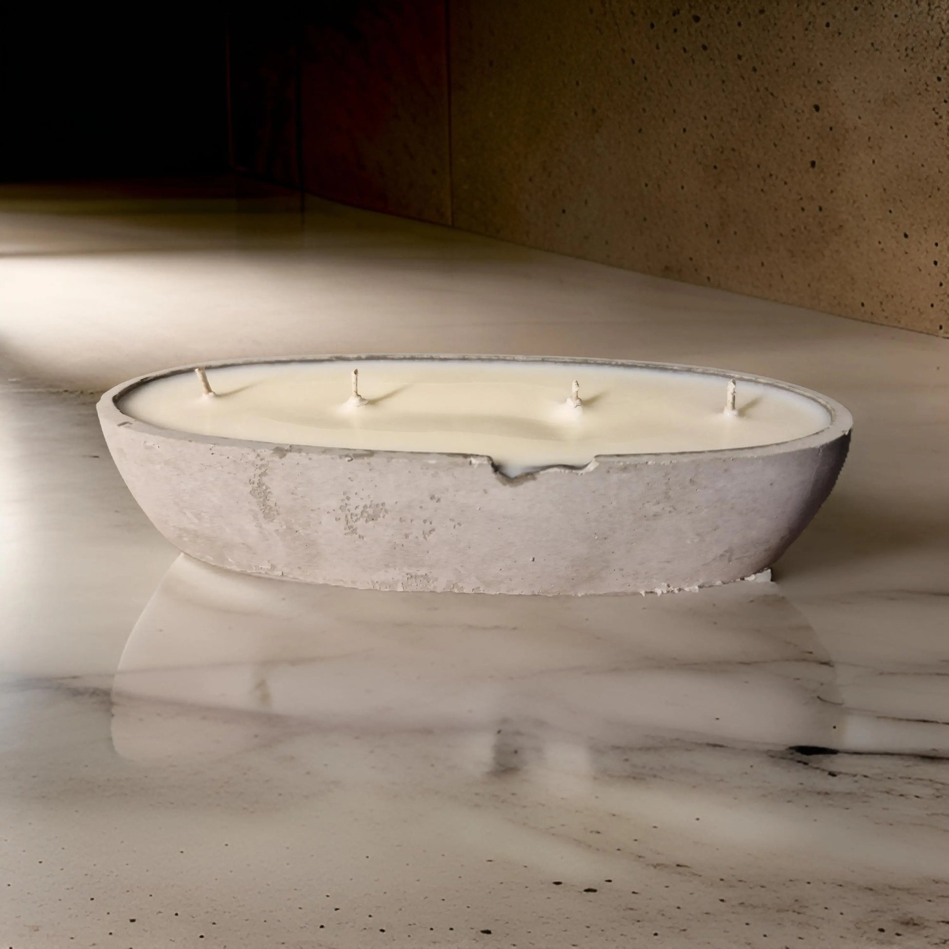 Multi Wick Concrete Oval Loaf Bowl Candle - Memoriex 