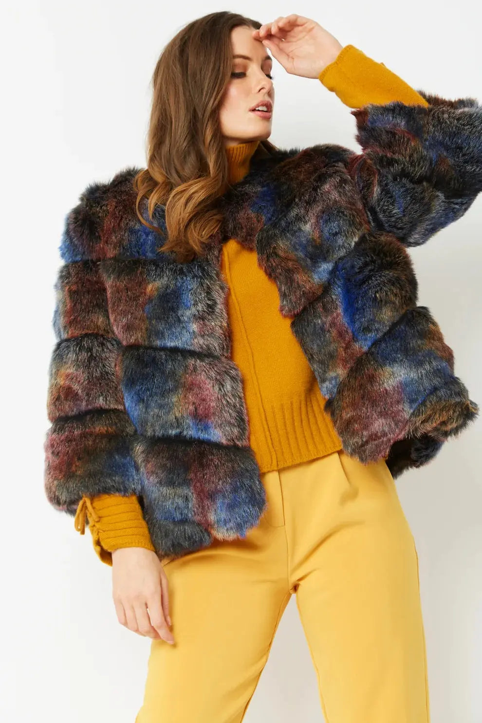 Multicolor Faux Fur Ella Coat-0