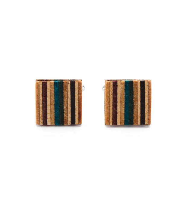 Multicolour Recycled Skateboard Square Cufflinks - Memoriex 