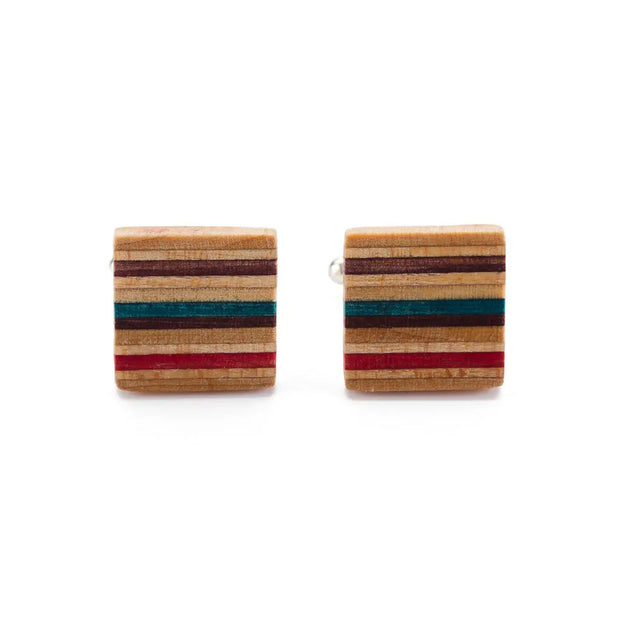 Multicolour Recycled Skateboard Square Cufflinks - Memoriex 