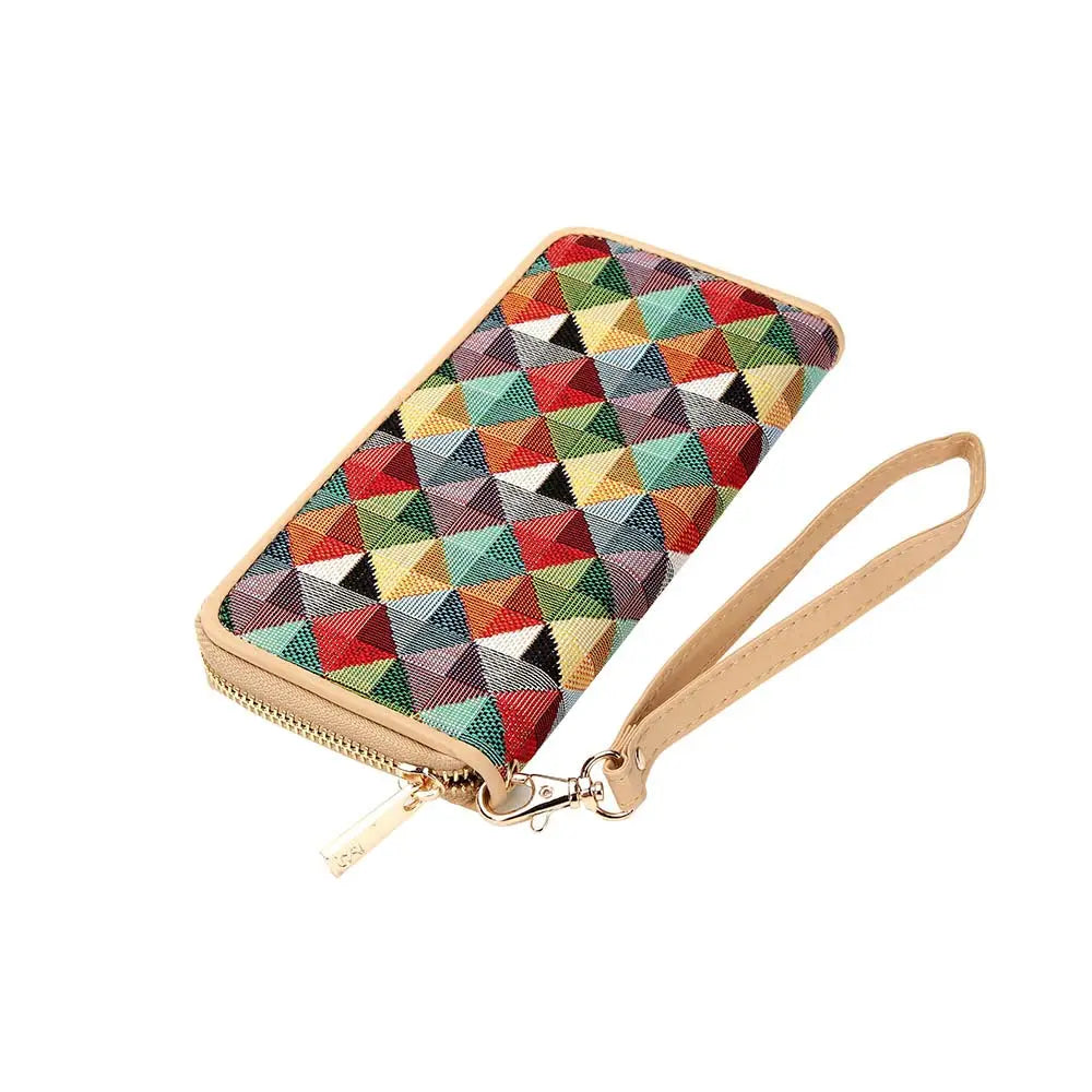 Multicoloured Triangle - Long Zip Purse-0