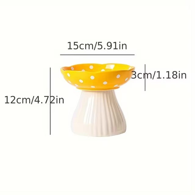 Mushroom Shape Ceramic Cat Food Bowl-1