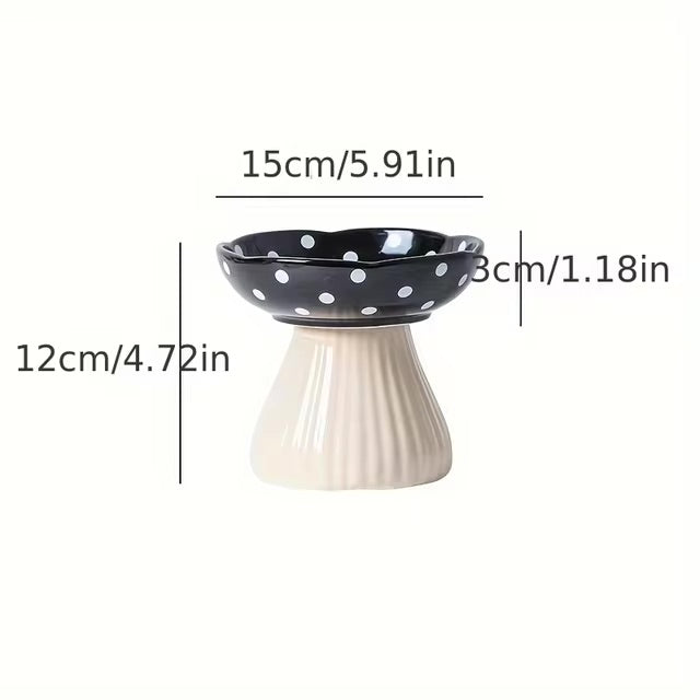 Mushroom Shape Ceramic Cat Food Bowl-3