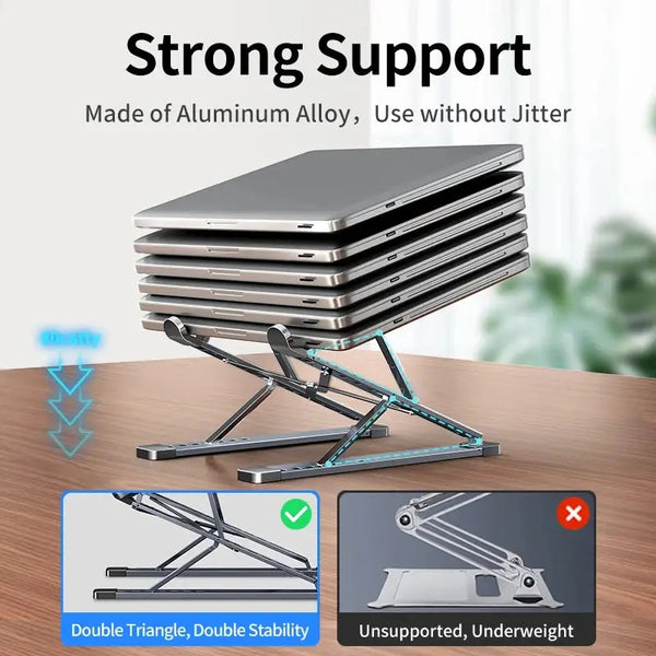 N8 Laptop Stand Adjustable Aluminum Desktop Cooling Pad for Macbook Notebook Bracket Support Foldable Portable Laptop Holder - Memoriex 