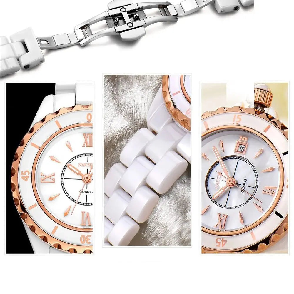 NAKZEN Brand Fashion Casual Women Quartz Watches Waterproof Ceramic Watch Female Clock Girl Gift relogio feminino Wristwatch-4