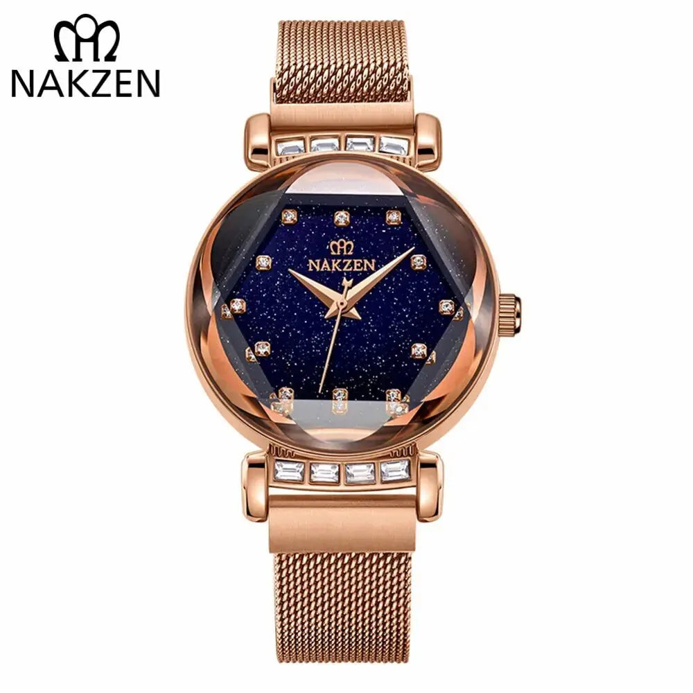 NAKZEN Women Diamond Elegant Starry Sky Watches Ladies Creative Roman Fashion Waterproof Quartz Watch Clock relogio feminino-0