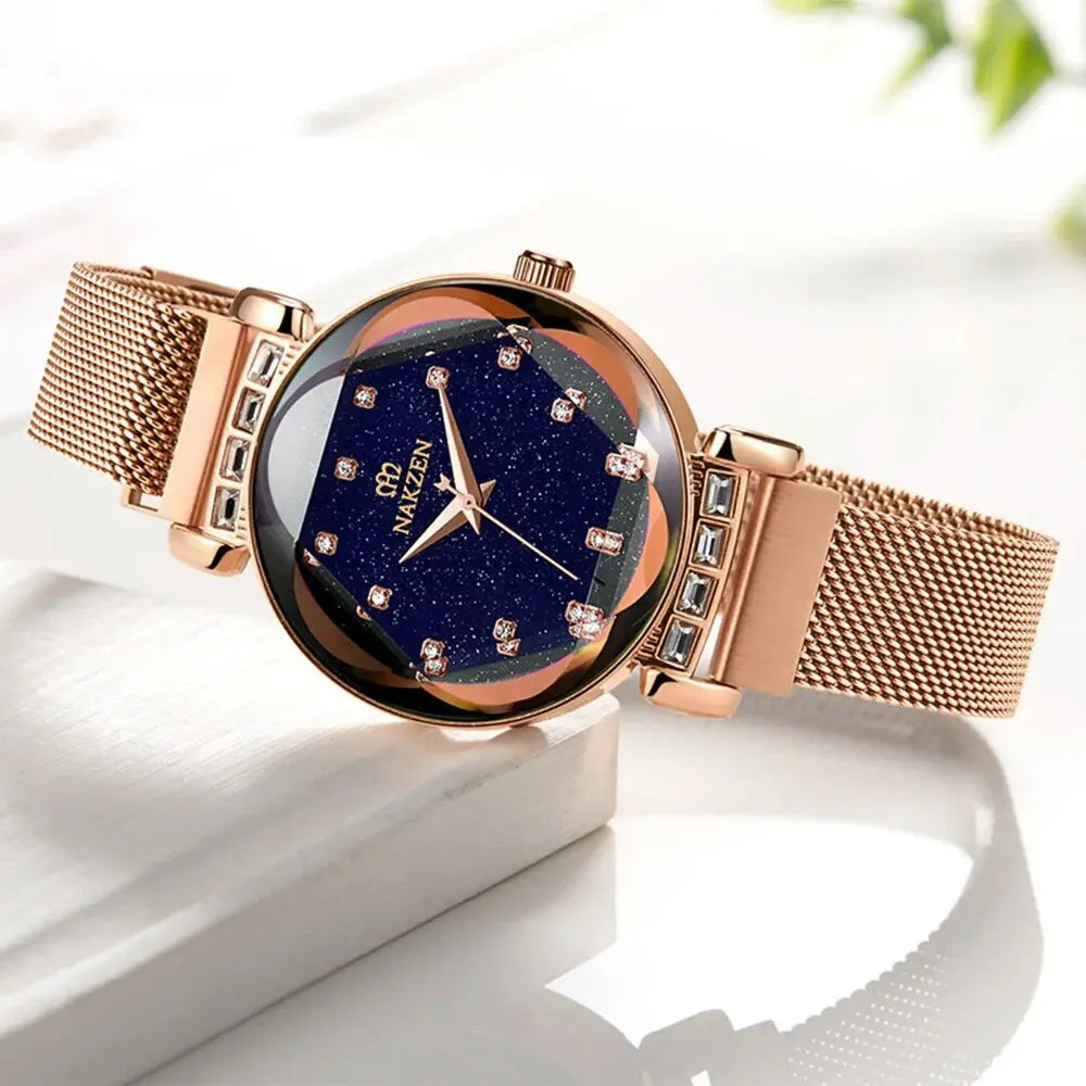 NAKZEN Women Diamond Elegant Starry Sky Watches Ladies Creative Roman Fashion Waterproof Quartz Watch Clock relogio feminino-3