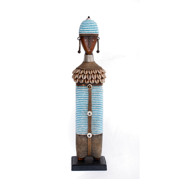 Beaded Namji Doll 130 Light Blue and White-0